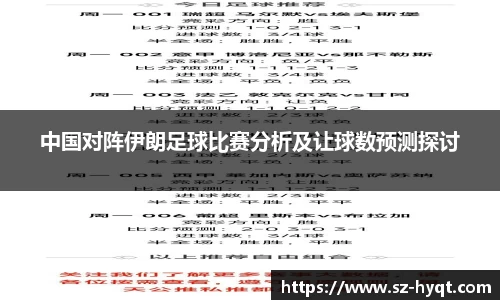 中国对阵伊朗足球比赛分析及让球数预测探讨